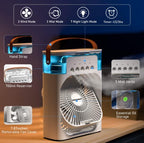 Portable Mini Air Cooler Fan USB Rechargeable – Personal AC with Water Cooling & Mist Spray